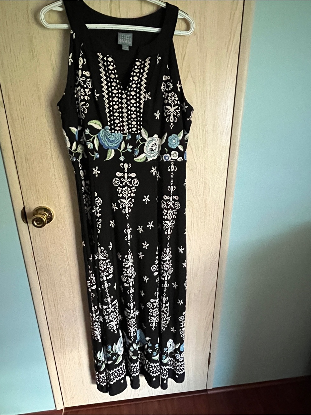 Rabbit Rabbit Rabbit Designs Floral Graphic Halter Maxi Dress Sz 16